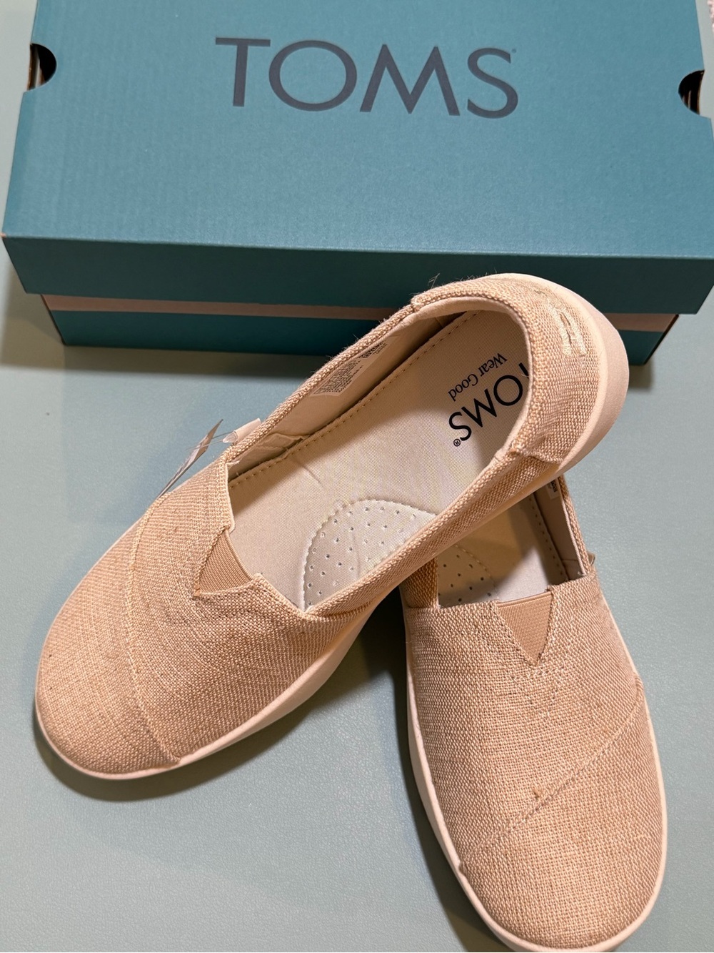 TOMS Canvas Slip-On Flats in Blush Pink